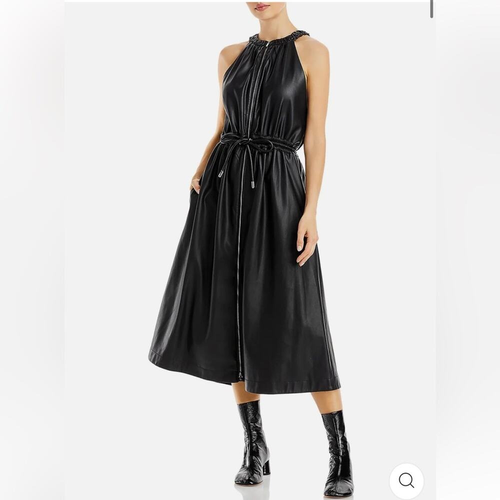 Proenza Schouler Faux Leather Mid Calf Halter Dress Size 4